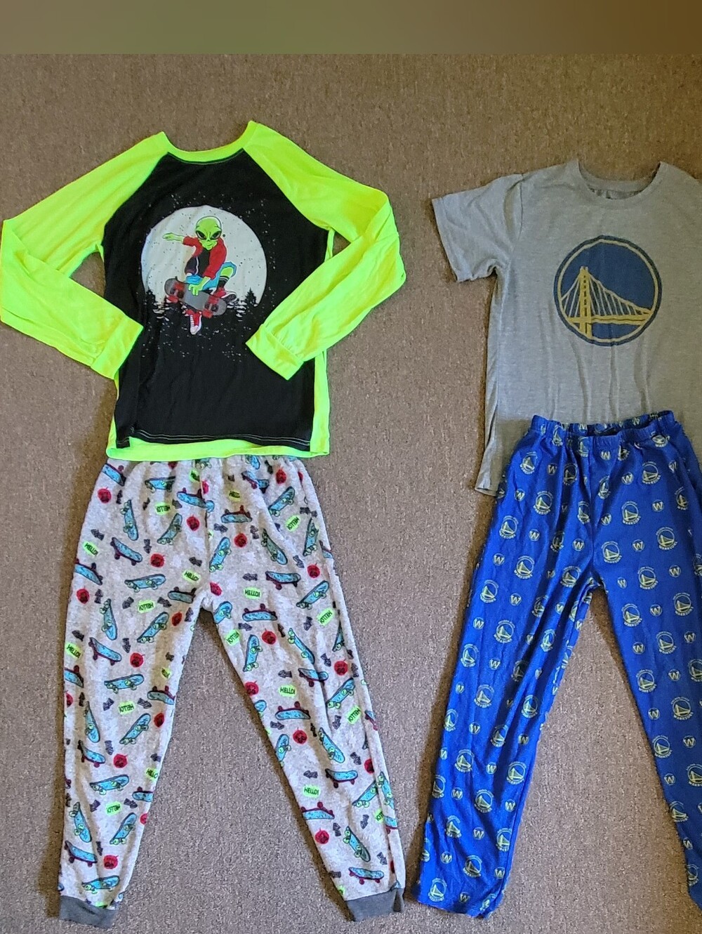 Boys Bundle of 2 Pants & Shirt Set Size XXL  & 18/20 Pajamas NBA & Wonder Nation